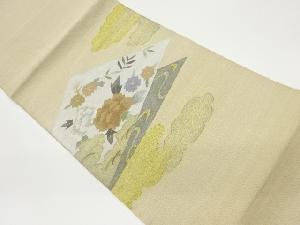 砂子綴れ菱に花々模様織出し名古屋帯